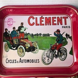 CLEMENT CYCLES & AUTOMOBILES PARIS FRANCE TIN TRAY